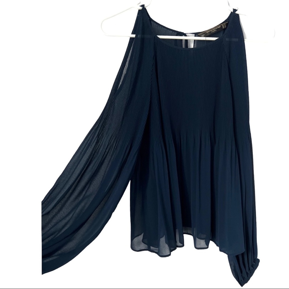 Zara navy blue blouse top